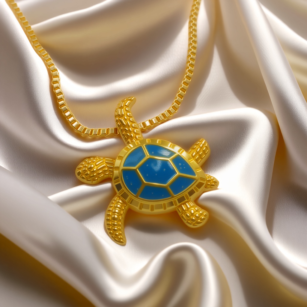 Ocean Turtle Pendant Necklace with Purple Opal Inlay & Accents